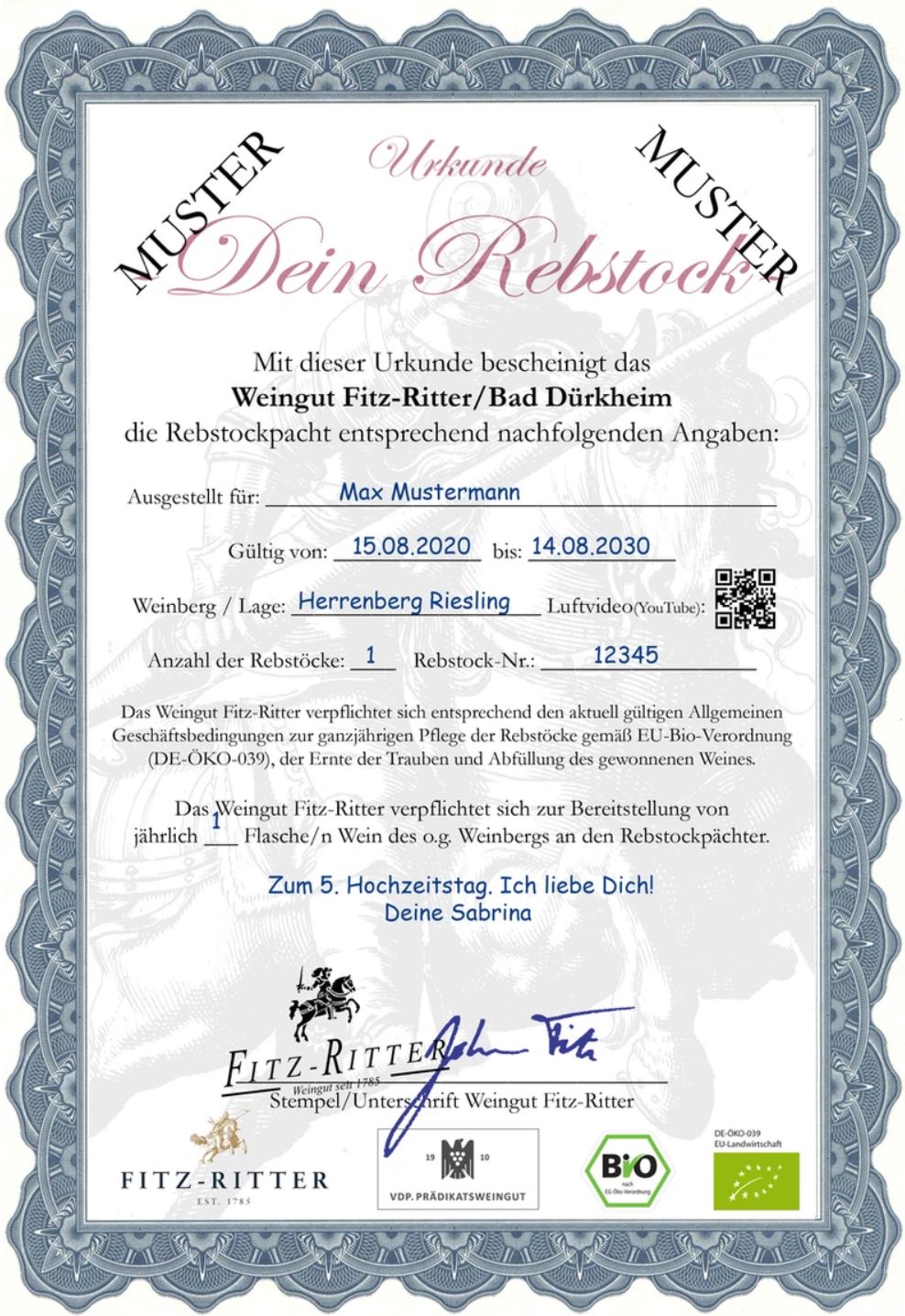 DEIN REBSTOCK - Pachtvertrag